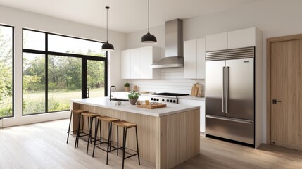 Bright and Airy Kitchen with Expansive Window Inviting Natural Light Creating a Warm and Inviting Culinary Space