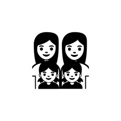 Family with Two Mothers and Twin Daughters Icon

