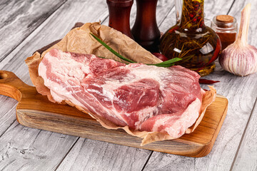 Raw pork shoulder for cooking