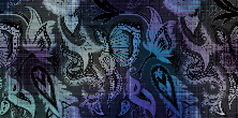 Abstract halftone textured illustration. Vector blur paisley ornamental decorative background with halftone effect.