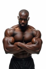 thletic gym dark-skinned masculine man fitness flexing muscles bodybuilding weightlifting