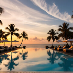 Obraz premium Sunset Views from a Luxurious Resort