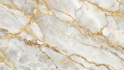 Fototapeta premium A white surface with delicate gold and gray veins resembling natural marble. The texture appears smooth and luxurious.