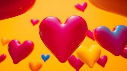 Joyful Colorful Hearts: A Vibrant 3D Love Celebration