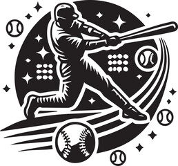 Baseball icon silhouette vector with white background