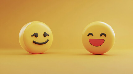 Yellow smiley faces expressing joy and contentment against a bright orange background, showcasing simplicity and positivity