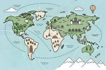 Illustrations of Maps and Navigation Concepts in a Playful and Creative Style