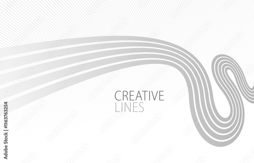 Poster light grey lines in 3d perspective vector abstract background, easy and soft cool illustration, smoo