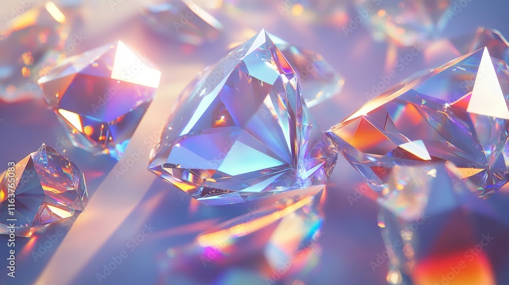 Poster iridescent diamond flare light with overlay effect on transparent bg. realistic vector illustration 