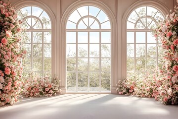 Background wedding with sping flowers generative AI