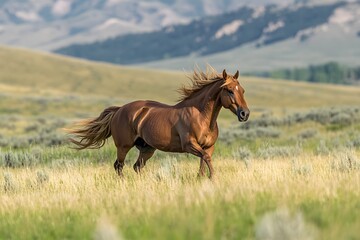 Obraz premium horse in the field full body wildlife portrait