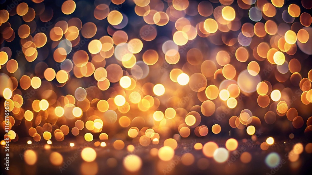 Aufkleber a dark background with soft bokeh light circles in varying sizes and colors. warm tones create an in