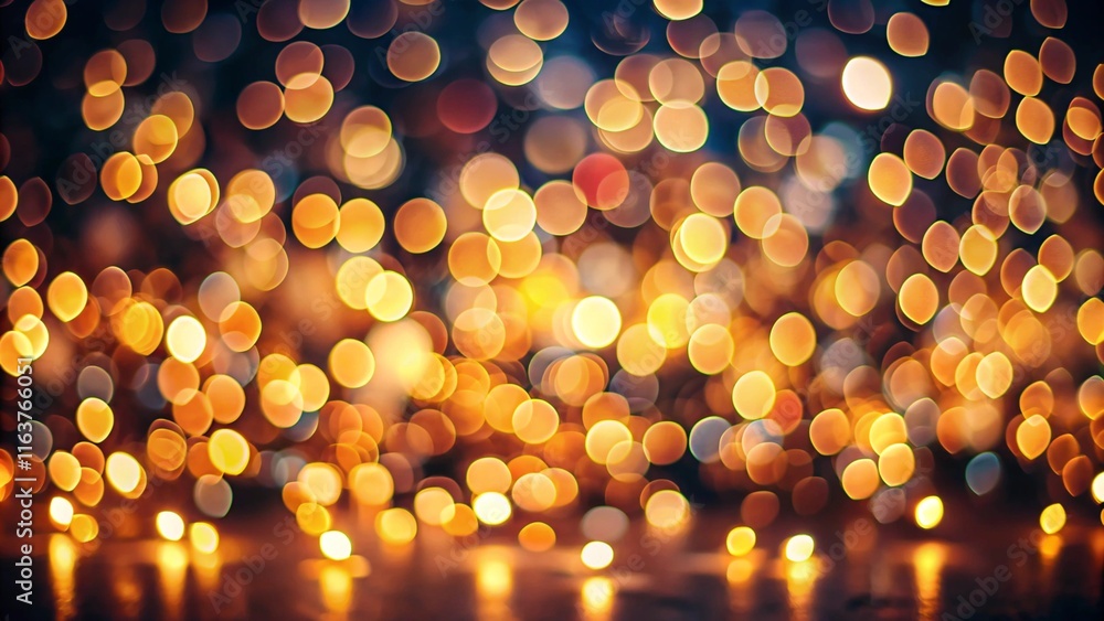 Aufkleber a dark background with soft bokeh light circles in varying sizes and colors. warm tones create an in