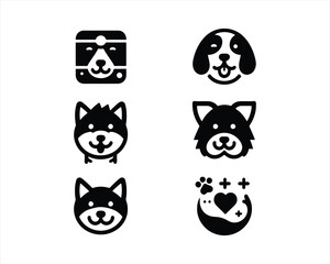 Dog head icon set. Dog flat style. silhouette vector illustration. Flat style. Cartoon dog face logo design template