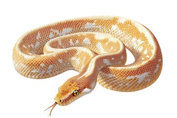 Fototapeta premium realistic illustration of yellow and white snake with smooth texture, coiled elegantly. snake scales are detailed, showcasing its unique pattern and vibrant colors