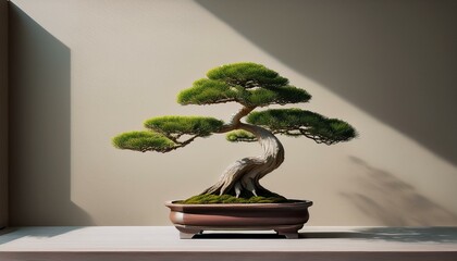 Generated image"Quiet Elegance: A Single Bonsai Amidst Soft Shadows