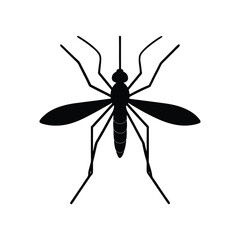 Mosquito (Culicidae) insect silhouette design, labeled linocut vector illustration.