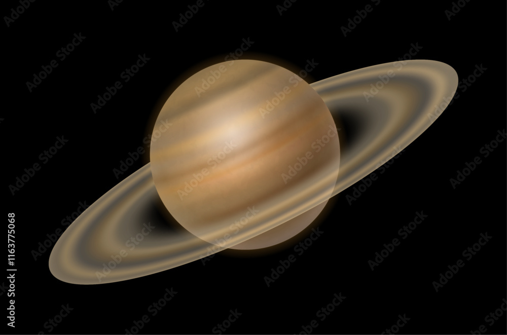 Poster saturn solar system planet isolated on black background. space galaxy universe texture. vector futur