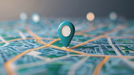 An image showing geolocation on a map. Suitable for articles about travel, navigation and geographical research.