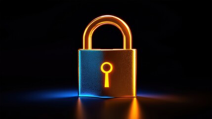 Fototapeta premium Cybersecurity: Glowing Padlock, Digital Security, Data Protection, Network Safety, Privacy, Encryption, Safeguarding, Information Security, Password Protection, Secure, Confidential