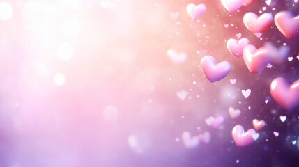 Romantic Pink Hearts Floating Background for Valentines Day