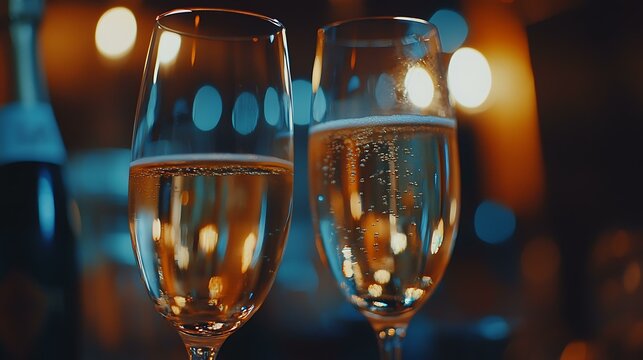 A close-up of champagne glasses clinking during a toast at a retirement celebration