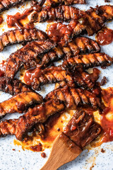 Grilled mashrooms, fresh vegetables and herbs vegetarian meal