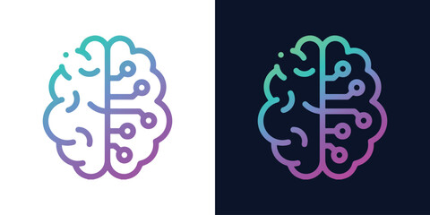Artificial Intelligence AI Chip in Human Head. Artificial Intelligence icon with Machine learning, digital skills, generative AI, AI technology, algorithm, virtual intelligence and future