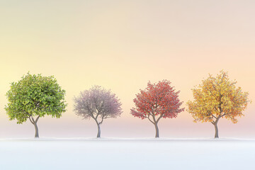 Four Trees Representing the Seasons