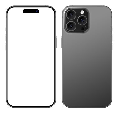 Apple iPhone 16 Pro Max realistic modern smartphone front back view mockup template vector illustration