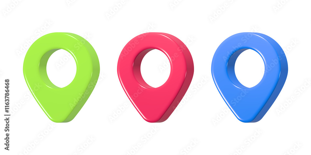 Poster 3d realistic location map pin gps pointer markers