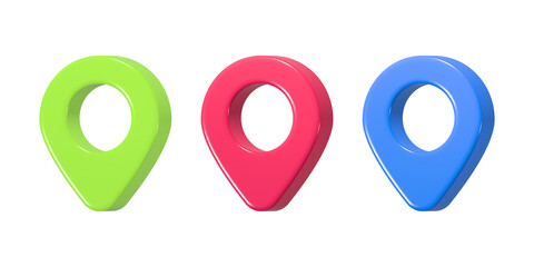 3D Realistic Location map pin gps pointer markers
