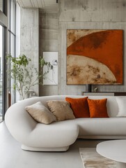 Modern minimalist loft home interior design with stylish urban setting high-fidelity aesthetics warm color palette contemporary viewpoint