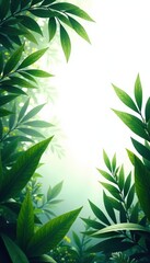 Fototapeta premium Dense jungle foliage swaying in the wind on a pristine white background, foliage, trees
