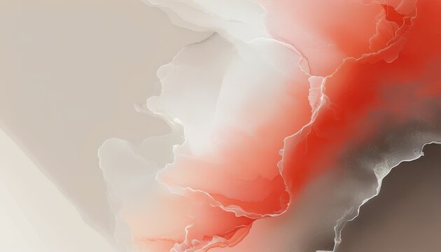 Soft Taupe and Bright Coral Abstract Art with Gradients and Fluid Shapes