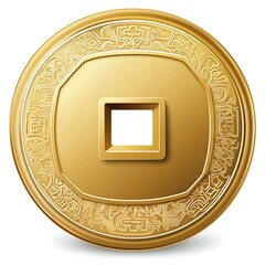 Golden Chinese Coin: Prosperity and Fortune 