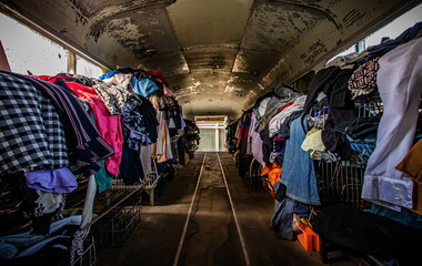 abandoned junkyard, forgotten items, dusty bottles, antiques, cluttered interiors, old clothing,...