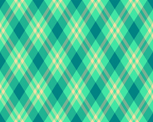 Vibrant teal and pale yellow diagonal plaid pattern.  Perfect for textile designs, website backgrounds, or any project needing a fresh, modern aesthetic.  Seamless repeat for endless applications.