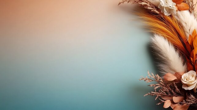 Dried Flower Bouquet on a Gradient Background