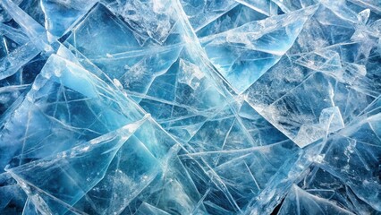 Generate a seamless texture of crystal-clear ice with subtle cracks and a glossy surface. The texture should reflect light, showing facets of frozen water, creating a cool and sharp appearance with a 