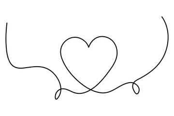 Continuous one line drawing of double heart hand drawn of outline vector illustration
