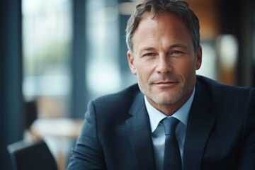 Fototapeta premium Mature businessman in meeting with his colleagues, Generative AI