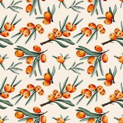 seamless pattern with rowan berries