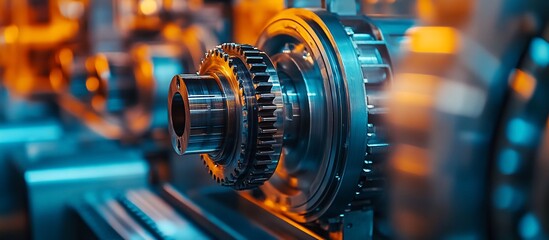Fototapeta premium Industrial Machinery Close-up: Gears and Precision Engineering