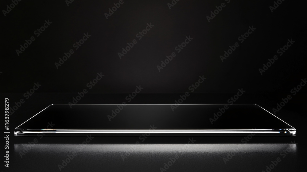 Poster A mirror-black rectangular platform on a dark background, featuring a sleek and modern design that emphasizes depth and reflection in a minimalist aesthetic.