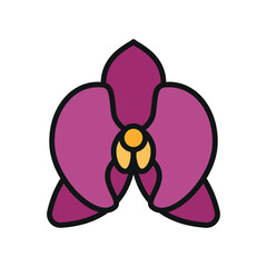 Orchid Flower Icon showcases intricate details and a timeless charm, ideal for highlighting luxury floral arrangements, tropical themes, or sophisticated decor projects