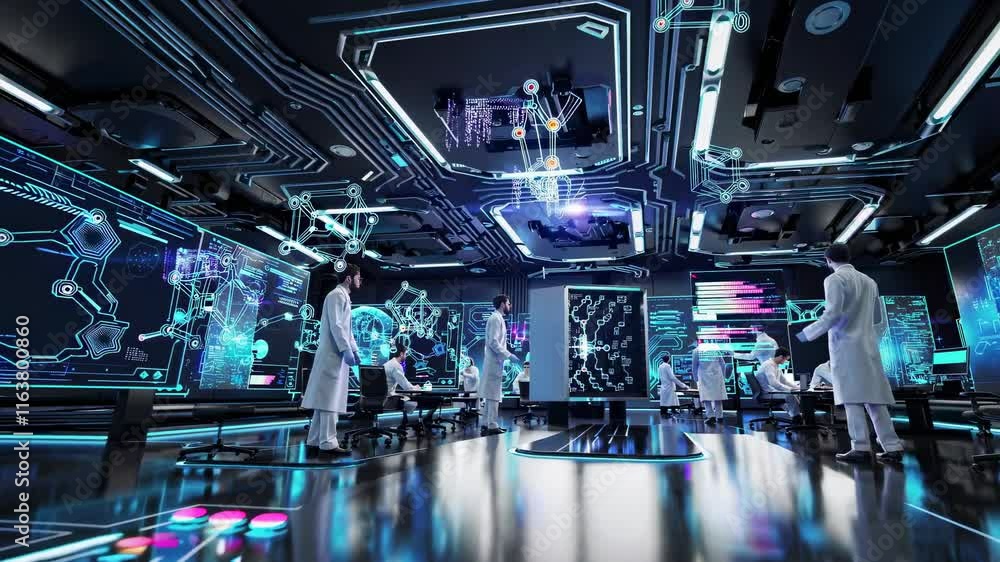 Leinwandbilder Innovative laboratory research in a high-tech facility showcasing scientists using advanced technology for data analysis
