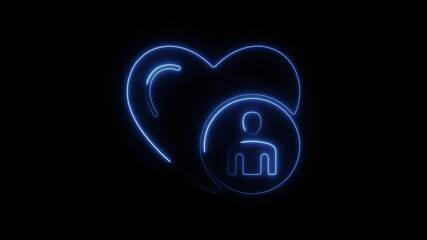 Glowing Neon Customer Loyalty Icon Animation on Black Background, HD Motion Graphic Video Representing Brand Loyalty and Rewards