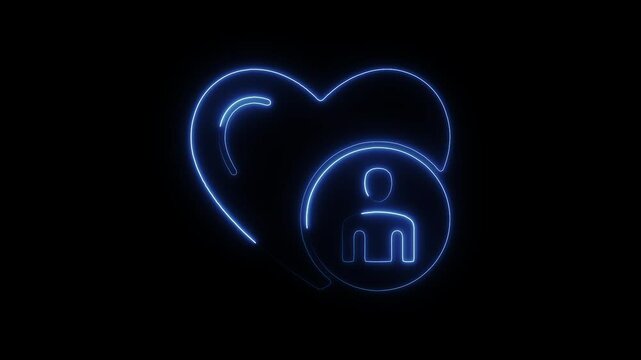 Glowing Neon Customer Loyalty Icon Animation on Black Background, HD Motion Graphic Video Representing Brand Loyalty and Rewards