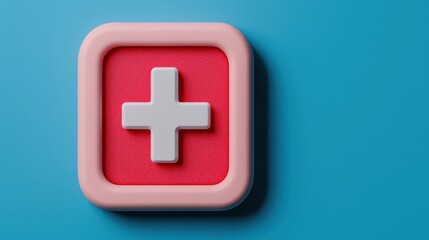 Fototapeta premium Colorful medical symbol with plus sign on vibrant background